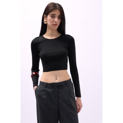 Bisiklet Yaka Dokulu Crop Bisiklet Yaka Dokulu Crop