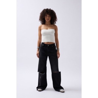 Straplez Dokulu Crop Straplez Dokulu Crop
