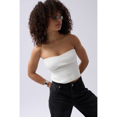 Straplez Dokulu Crop Straplez Dokulu Crop