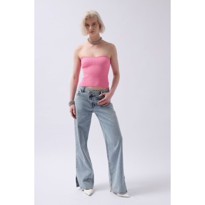 Straplez Dokulu Crop Straplez Dokulu Crop