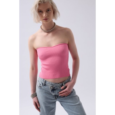 Straplez Dokulu Crop Straplez Dokulu Crop