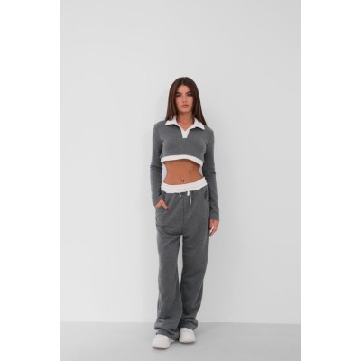 Polo Yaka Garnili Crop Sweatshirt Polo Yaka Garnili Crop Sweatshirt