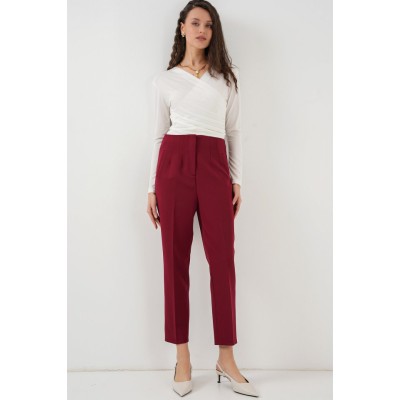 6650 Yüksek Bel Kumaş Pantolon - Bordo 6650 Yüksek Bel Kumaş Pantolon - Bordo