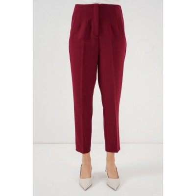 6650 Yüksek Bel Kumaş Pantolon - Bordo 6650 Yüksek Bel Kumaş Pantolon - Bordo