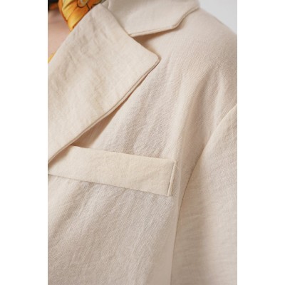 0706 Crop Keten Ceket - M. Krem 0706 Crop Keten Ceket - M. Krem
