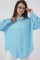 Çizgili Oversize Gömlek 20295 - Mavi Çizgili Oversize Gömlek 20295 - Mavi