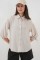 Çizgili Oversize Kısa Kol Gömlek 20296 - Krem Çizgili Oversize Kısa Kol Gömlek 20296 - Krem