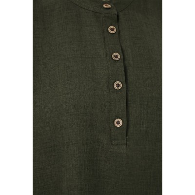 6678 Keten Tunik Pantolon İkili Takım - Haki 6678 Keten Tunik Pantolon İkili Takım - Haki