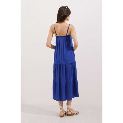 2403 Askılı Midi Elbise - Saks 2403 Askılı Midi Elbise - Saks