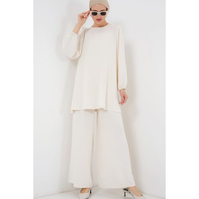 Ayrobin Tunik Pantolon Alt Üst Takım 6712 - Ekru Ayrobin Tunik Pantolon Alt Üst Takım 6712 - Ekru