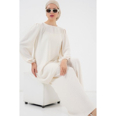 Ayrobin Tunik Pantolon Alt Üst Takım 6712 - Ekru Ayrobin Tunik Pantolon Alt Üst Takım 6712 - Ekru
