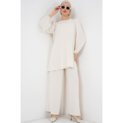 Ayrobin Tunik Pantolon Alt Üst Takım 6712 - Ekru Ayrobin Tunik Pantolon Alt Üst Takım 6712 - Ekru