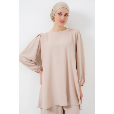 Ayrobin Tunik Pantolon Alt Üst Takım 6712 - Krem Ayrobin Tunik Pantolon Alt Üst Takım 6712 - Krem