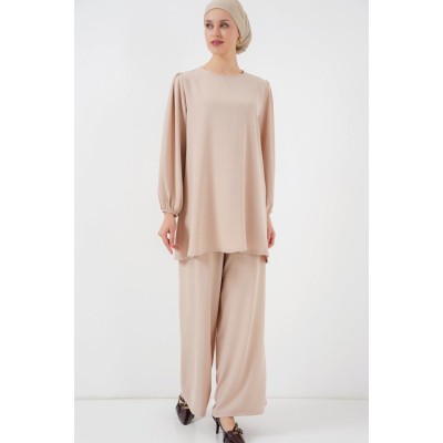 Ayrobin Tunik Pantolon Alt Üst Takım 6712 - Krem Ayrobin Tunik Pantolon Alt Üst Takım 6712 - Krem