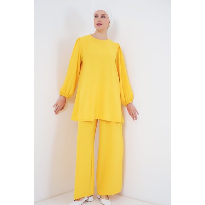 Ayrobin Tunik Pantolon Alt Üst Takım 6712 - Sarı Ayrobin Tunik Pantolon Alt Üst Takım 6712 - Sarı