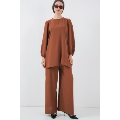 Ayrobin Tunik Pantolon Alt Üst Takım 6712 - Sütlü Kahve Ayrobin Tunik Pantolon Alt Üst Takım 6712 - Sütlü Kahve