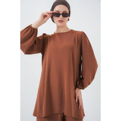 Ayrobin Tunik Pantolon Alt Üst Takım 6712 - Sütlü Kahve Ayrobin Tunik Pantolon Alt Üst Takım 6712 - Sütlü Kahve