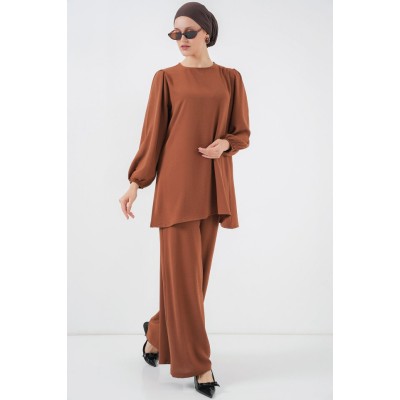 Ayrobin Tunik Pantolon Alt Üst Takım 6712 - Sütlü Kahve Ayrobin Tunik Pantolon Alt Üst Takım 6712 - Sütlü Kahve