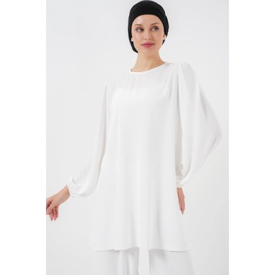 Ayrobin Tunik Pantolon Alt Üst Takım 6712 - Beyaz Ayrobin Tunik Pantolon Alt Üst Takım 6712 - Beyaz