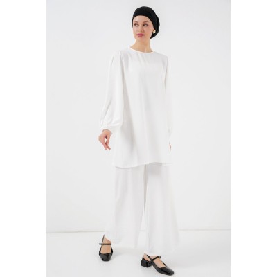 Ayrobin Tunik Pantolon Alt Üst Takım 6712 - Beyaz Ayrobin Tunik Pantolon Alt Üst Takım 6712 - Beyaz