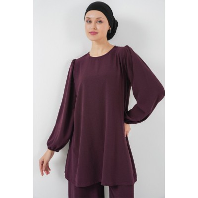 Ayrobin Tunik Pantolon Alt Üst Takım 6712 - Mürdüm Ayrobin Tunik Pantolon Alt Üst Takım 6712 - Mürdüm