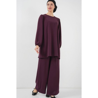 Ayrobin Tunik Pantolon Alt Üst Takım 6712 - Mürdüm Ayrobin Tunik Pantolon Alt Üst Takım 6712 - Mürdüm
