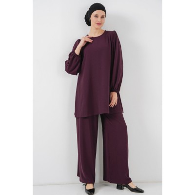 Ayrobin Tunik Pantolon Alt Üst Takım 6712 - Mürdüm Ayrobin Tunik Pantolon Alt Üst Takım 6712 - Mürdüm