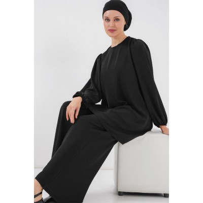 Ayrobin Tunik Pantolon Alt Üst Takım 6712 - Siyah Ayrobin Tunik Pantolon Alt Üst Takım 6712 - Siyah