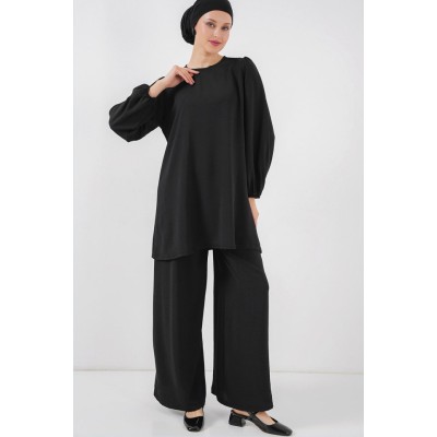 Ayrobin Tunik Pantolon Alt Üst Takım 6712 - Siyah Ayrobin Tunik Pantolon Alt Üst Takım 6712 - Siyah