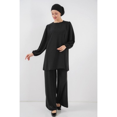 Ayrobin Tunik Pantolon Alt Üst Takım 6712 - Siyah Ayrobin Tunik Pantolon Alt Üst Takım 6712 - Siyah