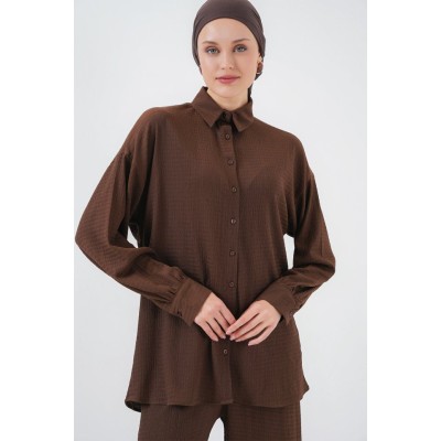 Örme Tesettür Alt Üst Takım 6711 - Kahverengi Örme Tesettür Alt Üst Takım 6711 - Kahverengi