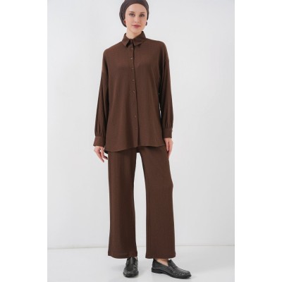 Örme Tesettür Alt Üst Takım 6711 - Kahverengi Örme Tesettür Alt Üst Takım 6711 - Kahverengi