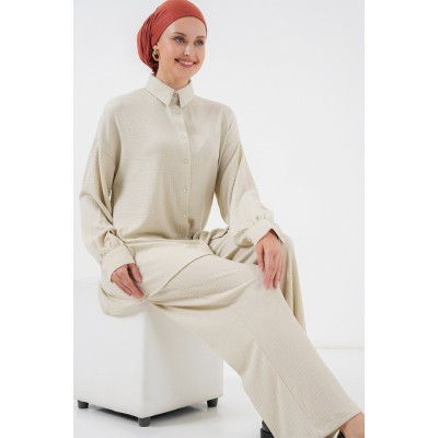 Örme Tesettür Alt Üst Takım 6711 - Taş Örme Tesettür Alt Üst Takım 6711 - Taş