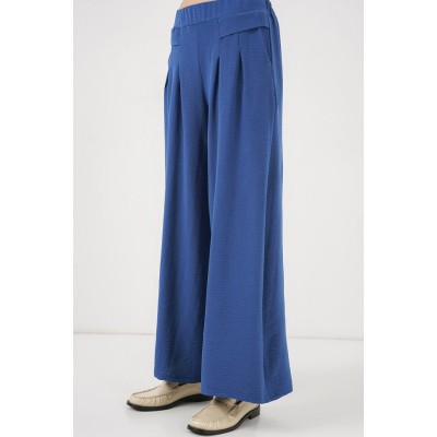 Geniş Paça Pileli Pantolon 6718 - İndigo Geniş Paça Pileli Pantolon 6718 - İndigo