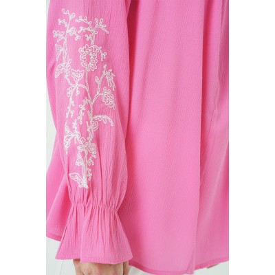 Nakışlı Örme Bluz 941 - Pembe Nakışlı Örme Bluz 941 - Pembe