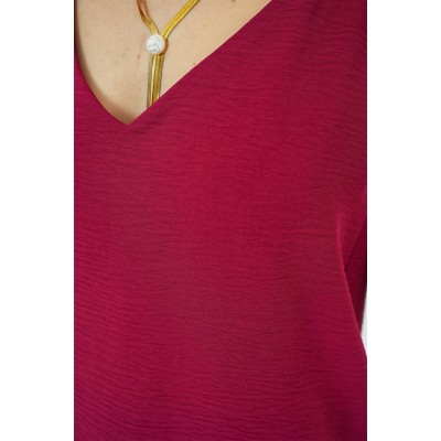 V Yaka Sıfır Kol Bluz 950 - Bordo V Yaka Sıfır Kol Bluz 950 - Bordo