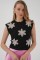 930 Kısa Kol Desenli Crop Bluz - Siyah 930 Kısa Kol Desenli Crop Bluz - Siyah