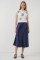 930 Kısa Kol Desenli Crop Bluz - Beyaz 930 Kısa Kol Desenli Crop Bluz - Beyaz