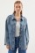 0694 Çift Cepli Oversize Denim Ceket - Buz Mavi 0694 Çift Cepli Oversize Denim Ceket - Buz Mavi