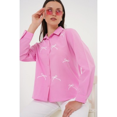 Fiyonk Detay Gömlek 20311 - Pembe Fiyonk Detay Gömlek 20311 - Pembe