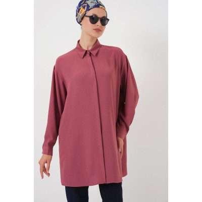 Uzun Gömlek Tunik 5945 - Gül Kurusu Uzun Gömlek Tunik 5945 - Gül Kurusu