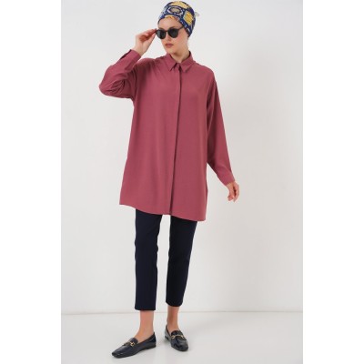 Uzun Gömlek Tunik 5945 - Gül Kurusu Uzun Gömlek Tunik 5945 - Gül Kurusu