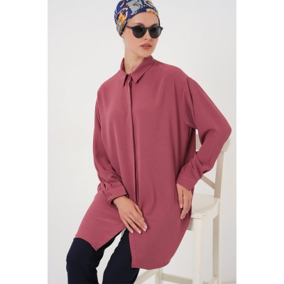 Uzun Gömlek Tunik 5945 - Gül Kurusu Uzun Gömlek Tunik 5945 - Gül Kurusu