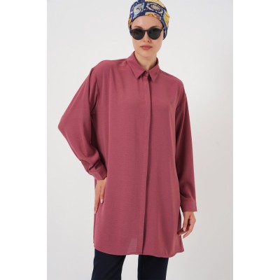 Uzun Gömlek Tunik 5945 - Gül Kurusu Uzun Gömlek Tunik 5945 - Gül Kurusu