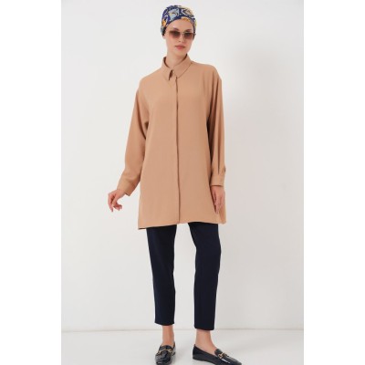 Uzun Gömlek Tunik 5945 - Bisküvi Uzun Gömlek Tunik 5945 - Bisküvi