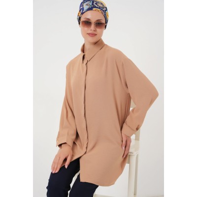 Uzun Gömlek Tunik 5945 - Bisküvi Uzun Gömlek Tunik 5945 - Bisküvi