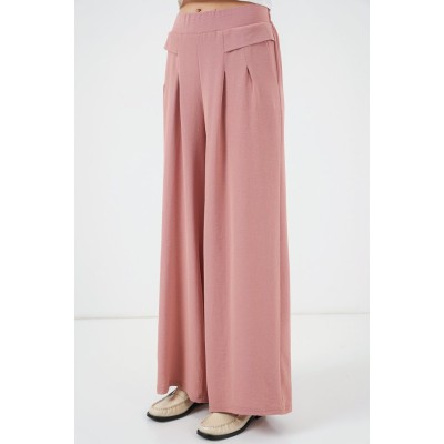 Geniş Paça Pileli Pantolon 6718 - Gül Kurusu Geniş Paça Pileli Pantolon 6718 - Gül Kurusu