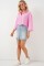 Çizgili Oversize Kısa Gömlek 20326 - Pembe Çizgili Oversize Kısa Gömlek 20326 - Pembe
