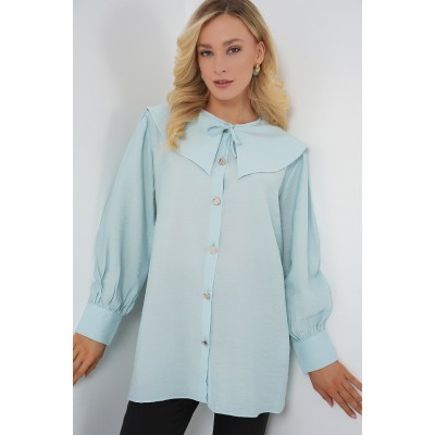 Bebe Yaka Uzun Tunik 5967 - Turkuaz Bebe Yaka Uzun Tunik 5967 - Turkuaz