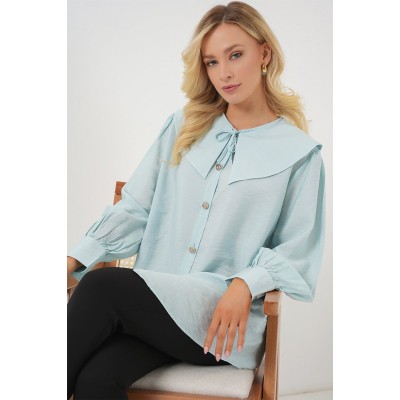Bebe Yaka Uzun Tunik 5967 - Turkuaz Bebe Yaka Uzun Tunik 5967 - Turkuaz